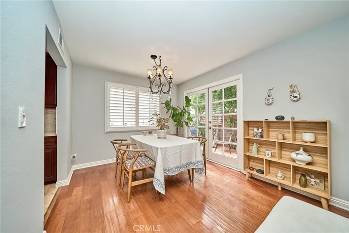 Dinning with French Door opening to the yard