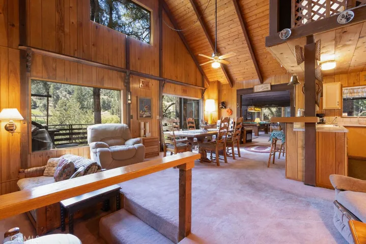 Windows and the soaring ceiling bring in views and light.
