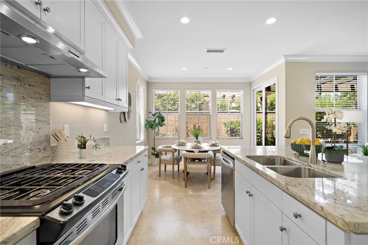 Stainless Steel hood, and range.
