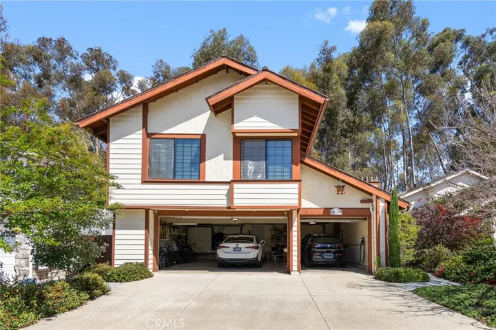 front view with garage open