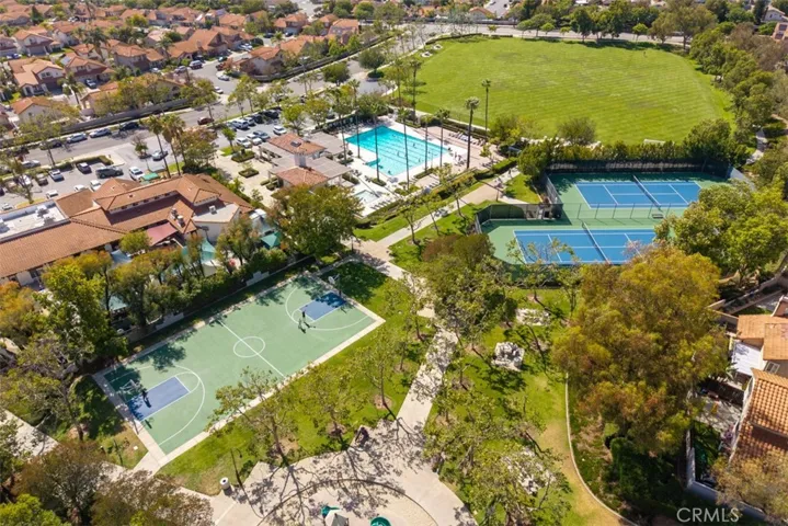 Tennis and basketball courts and a large pool