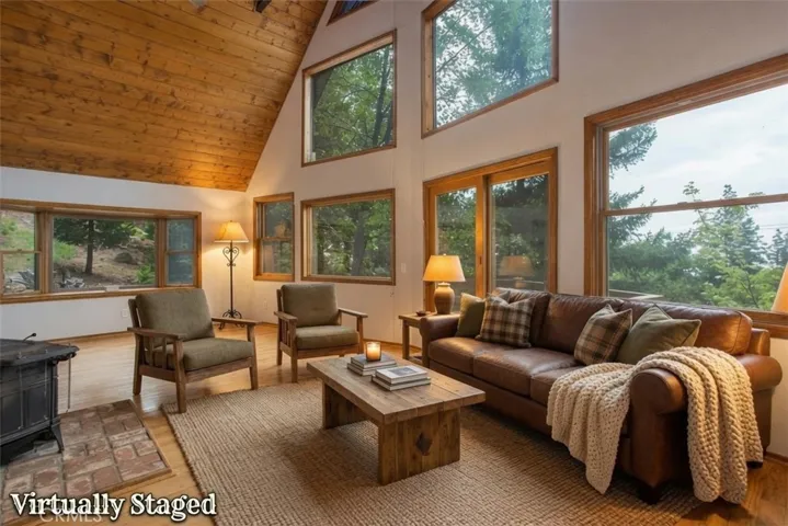 Virtually staged living room area.