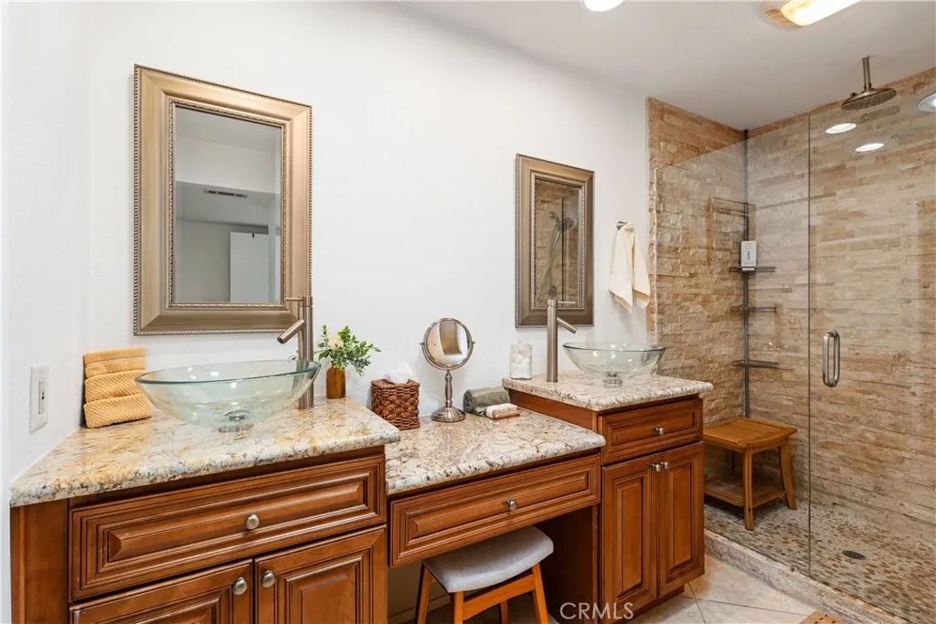 Primary bathroom with walk in shower.