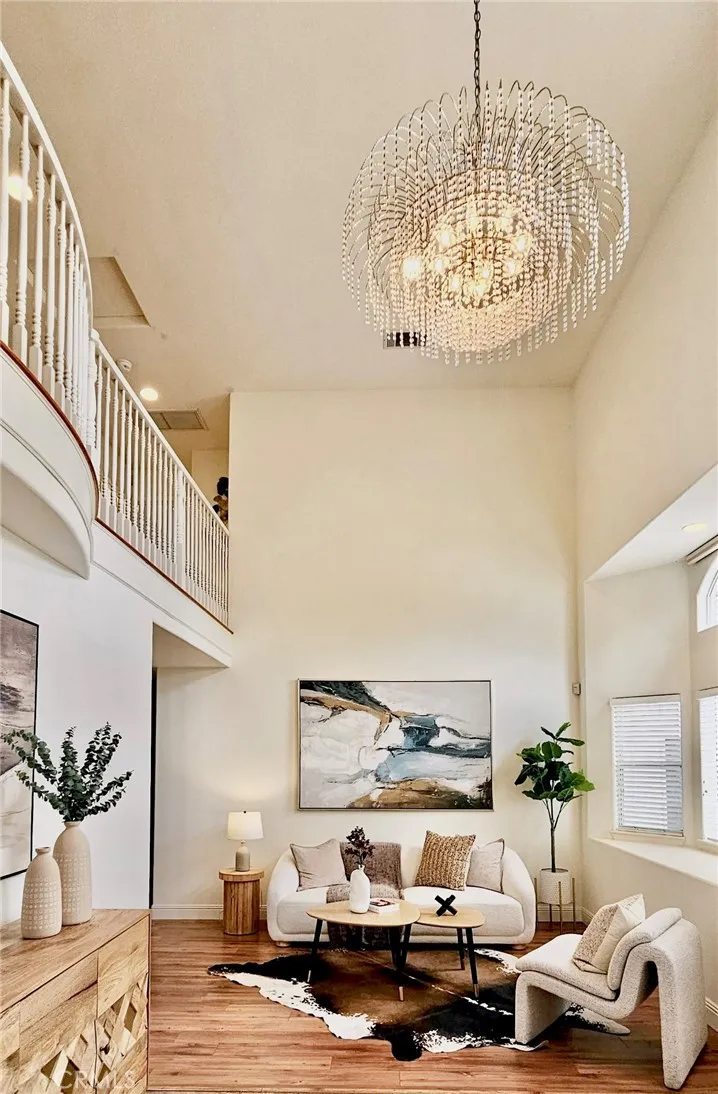 Formal Living Room with grand crystal chandelier