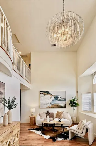 Formal Living Room with grand crystal chandelier