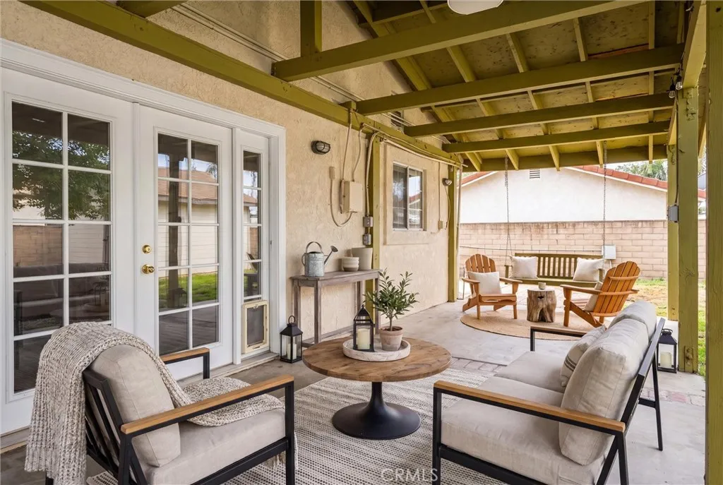 Backyard patio area virtually staged
