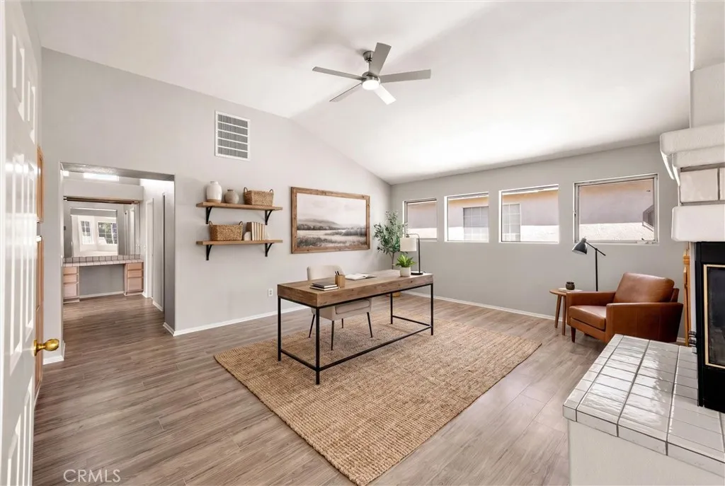 Oversized primary suite virtually staged