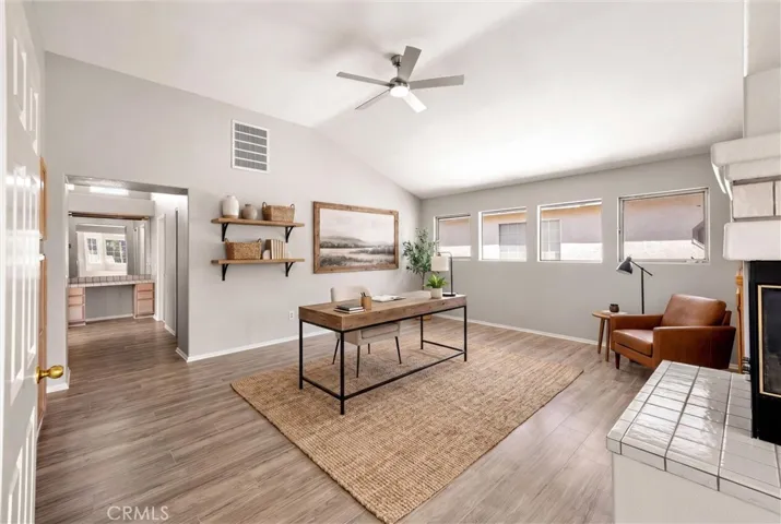 Oversized primary suite virtually staged
