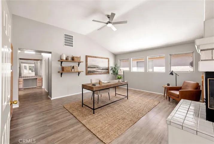 Oversized primary suite virtually staged
