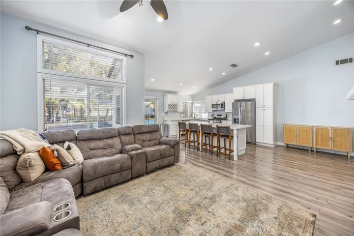 Open family room with seamless flow to the kitchen
