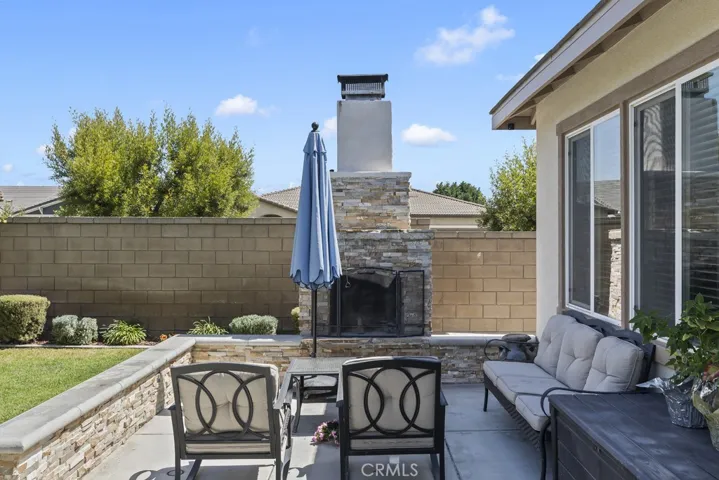 Outdoor fireplace and seating
