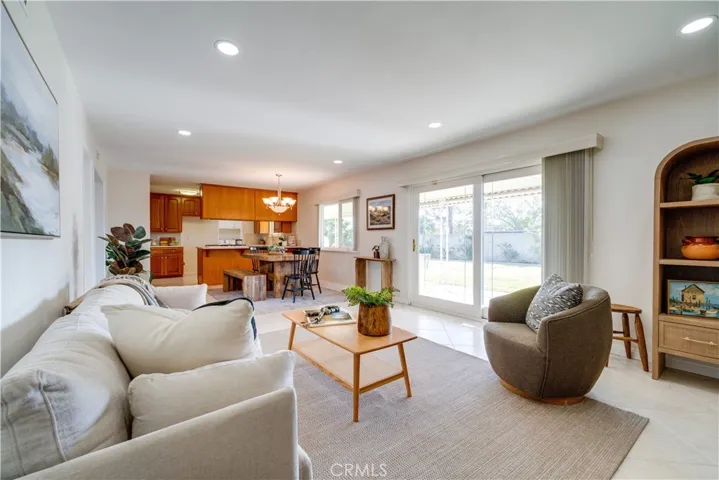 From the family room area looking at the dining and kitchen.