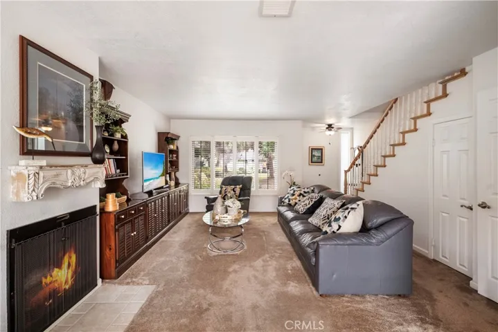 Living room with fireplace