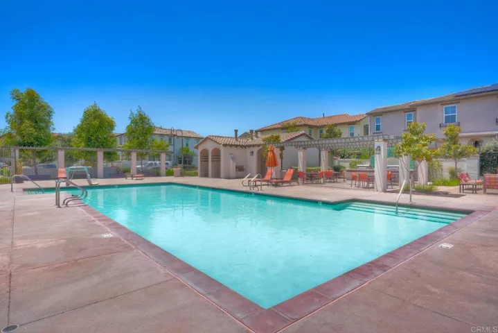 Generous size pool with showers and restrooms.