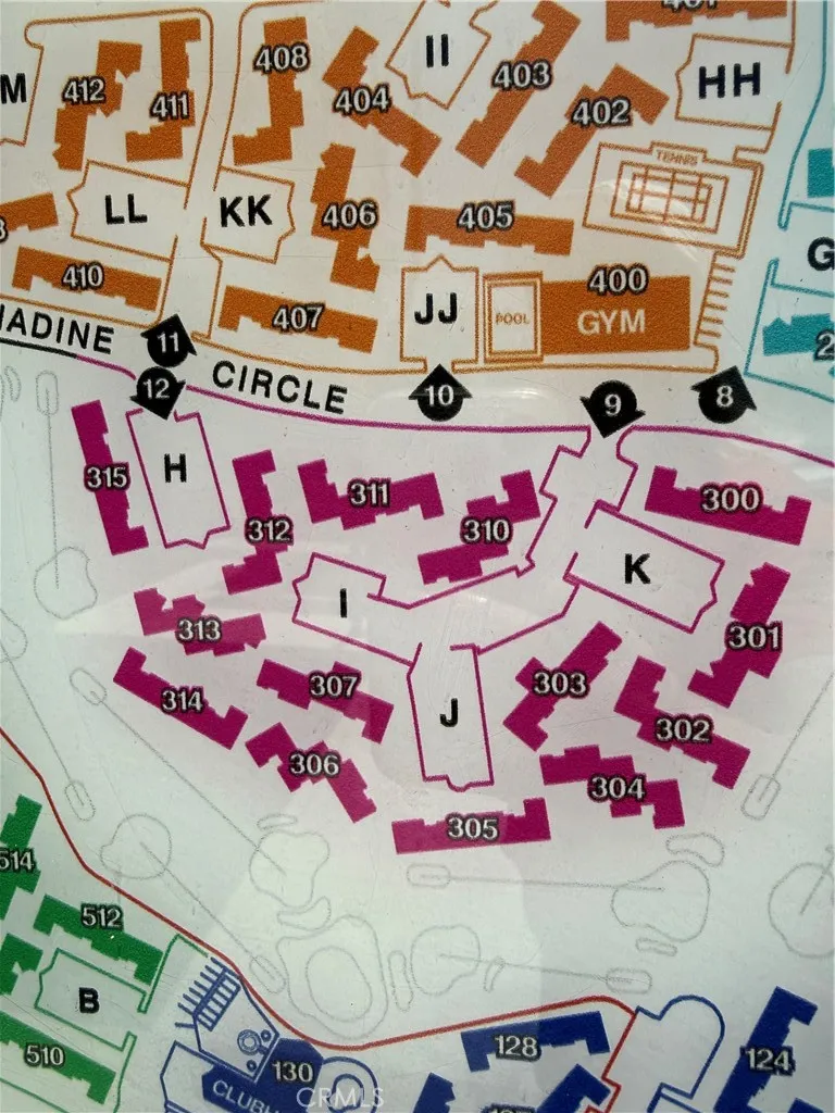 Building 307 (pink) 
Garages in building "I"