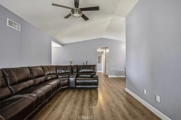 Vaulted ceilings in living area