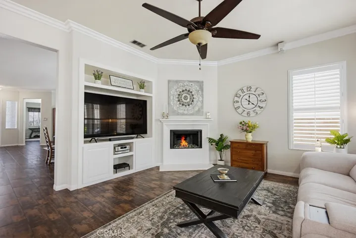 Family room with fireplace