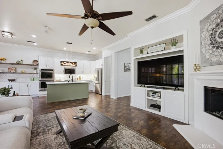 Family room with fireplace