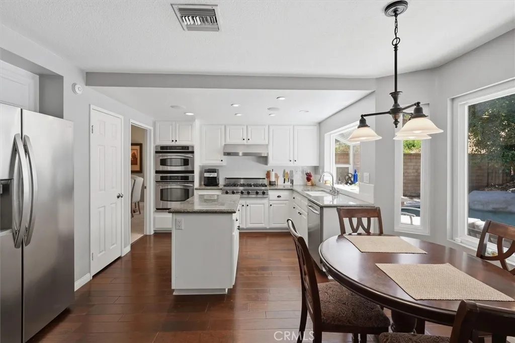 kitchen and eating area