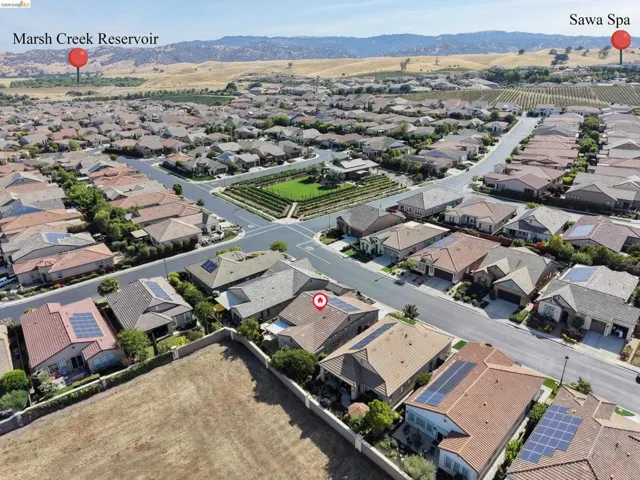 Residential neighborhood with a grid street pattern and uniform home styles