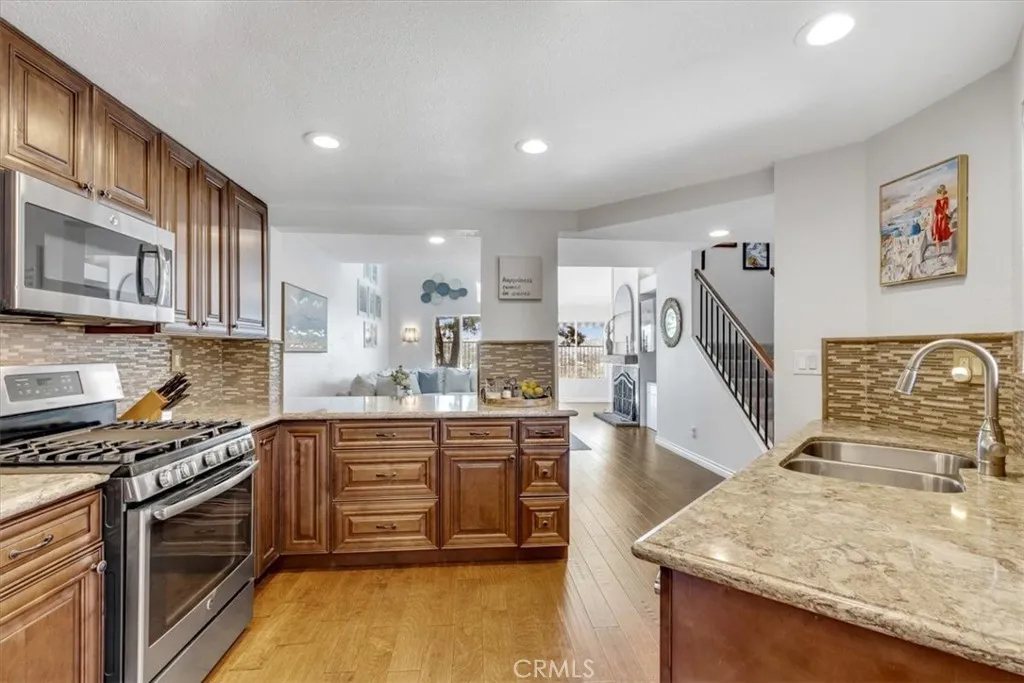 Remodeled kitchen provides functionality & conveinence.