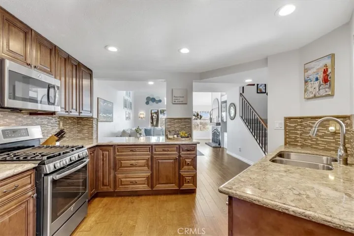 Remodeled kitchen provides functionality & conveinence.