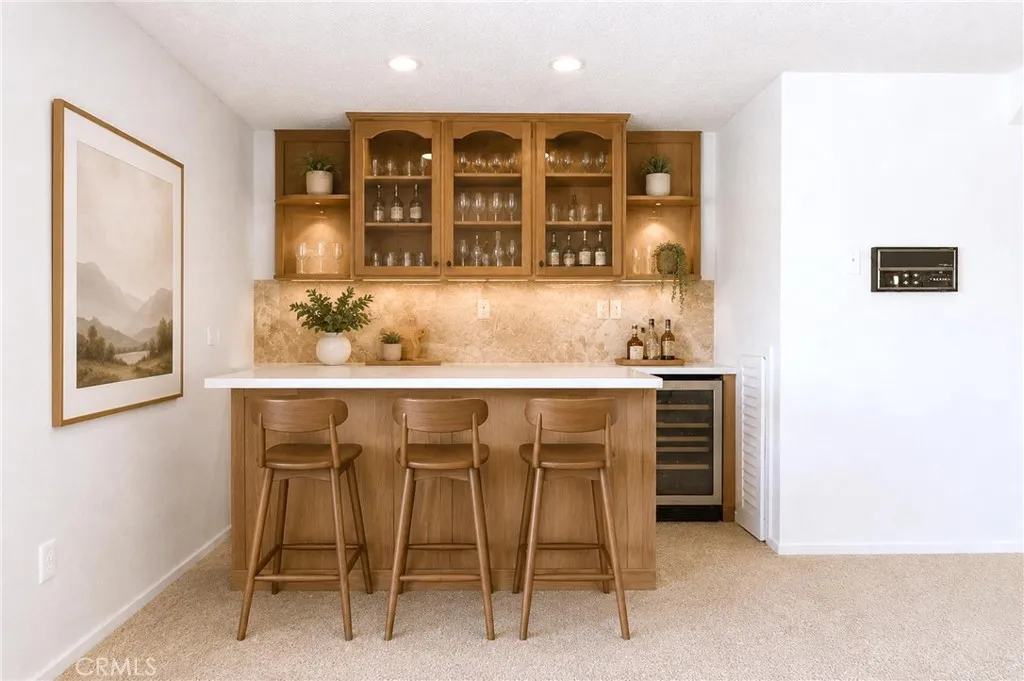 Family room bar staged