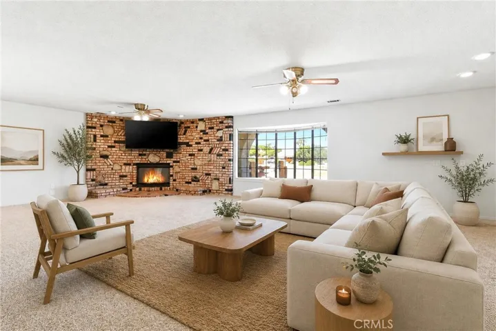 Family room staged