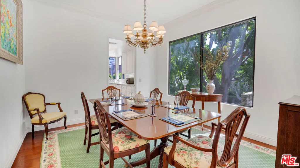Formal dining room with garden
