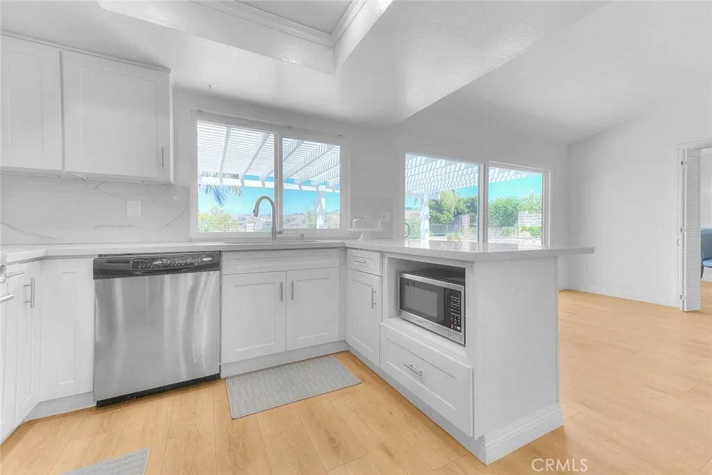Dishwasher and microwave, open to the family room