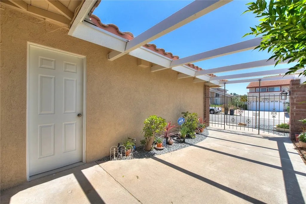 Courtyard and garage door