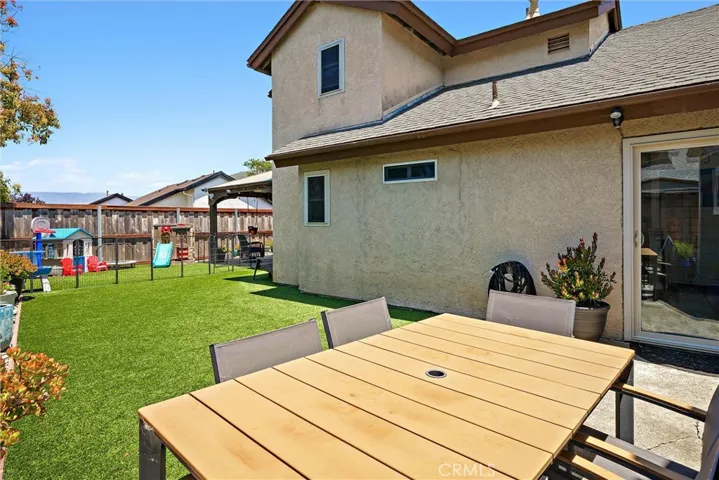 Backyard view from picnic table.