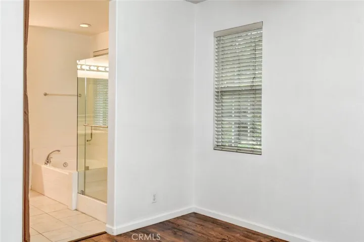 View of the master bathroom.
