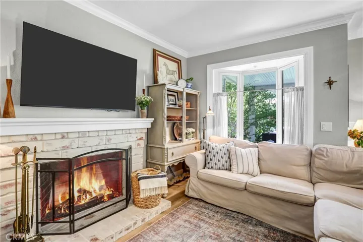 A quaint bay window showcases the backyard from the family room as well.