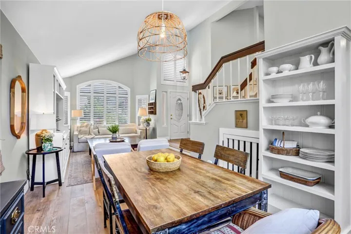 The view from the dining room to the front entry.