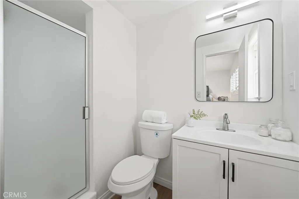 Primary Bath with new brand new vanity cabinets and fixtures
