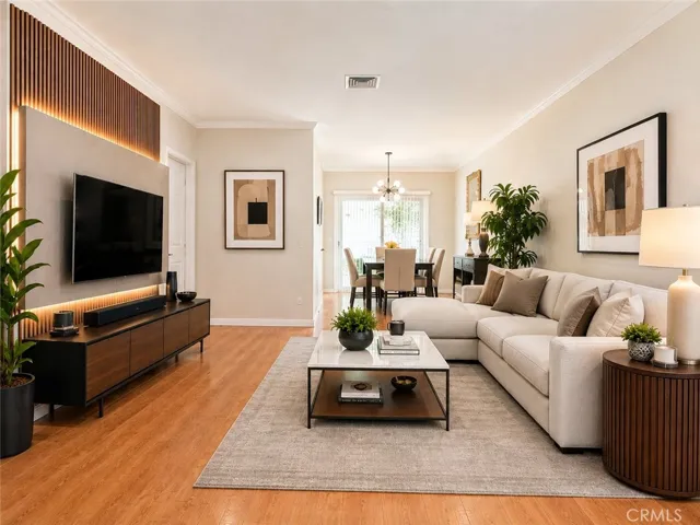 Love modern design? Here's one way to furnish this space! Virtually staged.