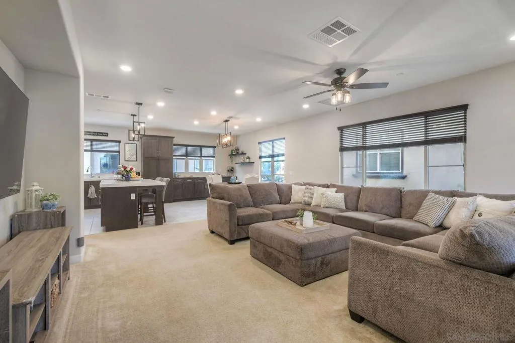 Expansive family room with views to kitchen