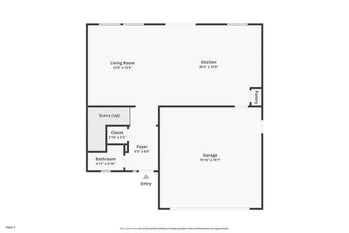 Floor plan level 1. Measurements are approximate.