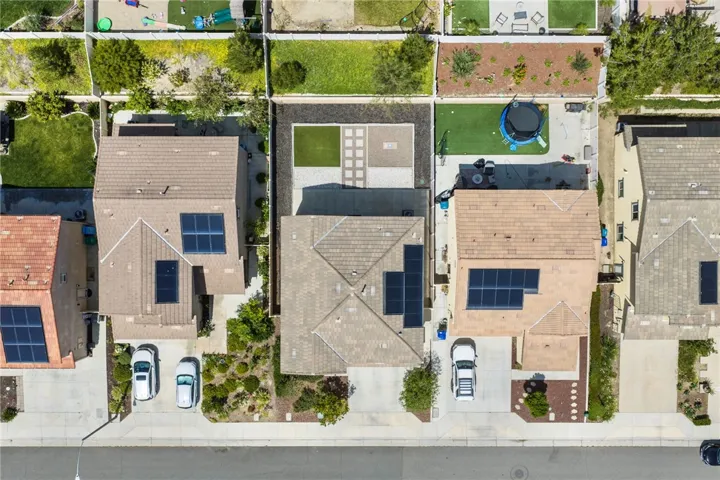 Aerial view of subject property and neighboring properties.
