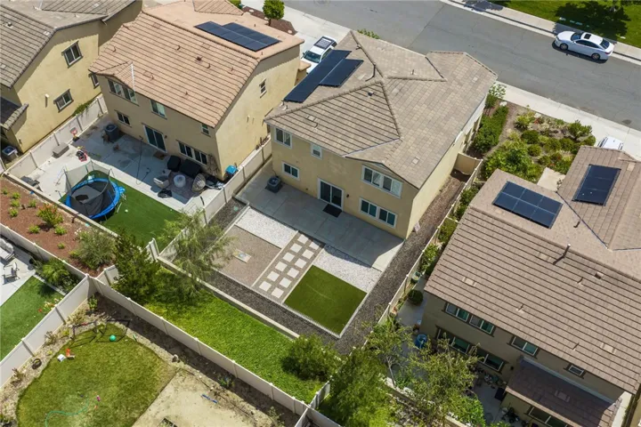 Aerial view of subject property and neighboring properties.