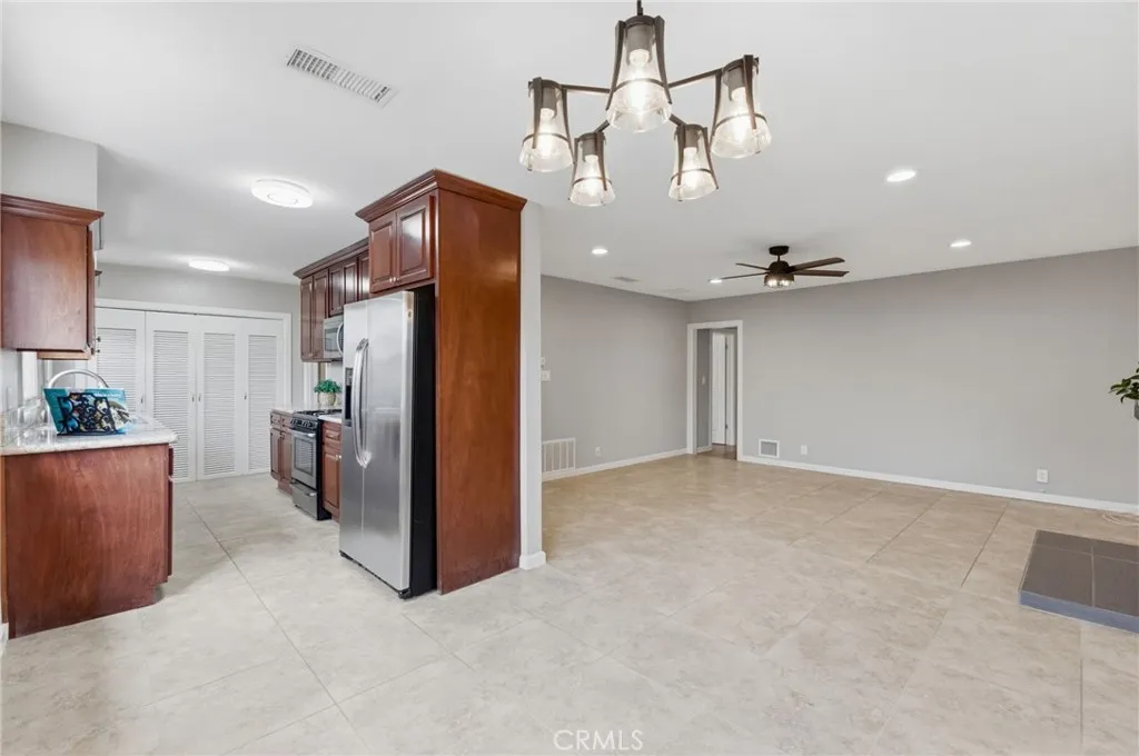 View of Kitchen & Living room from dining area