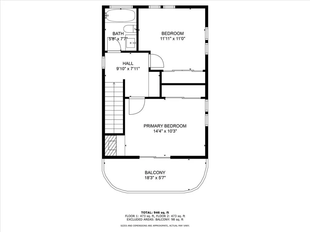Top floor with measurements.