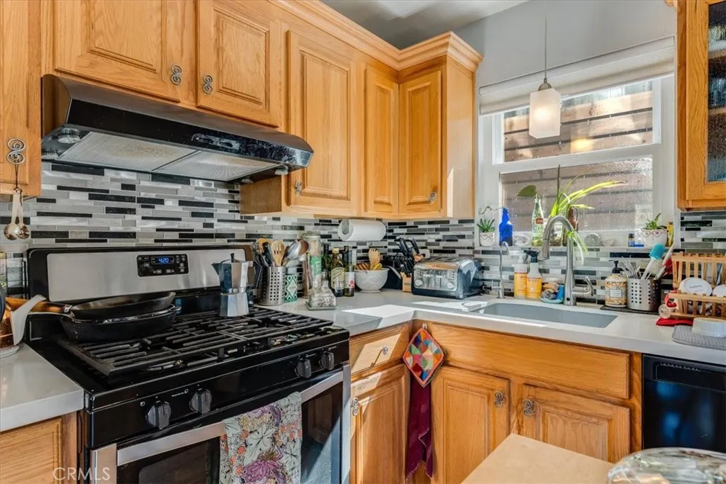 Closer view of kitchen.
