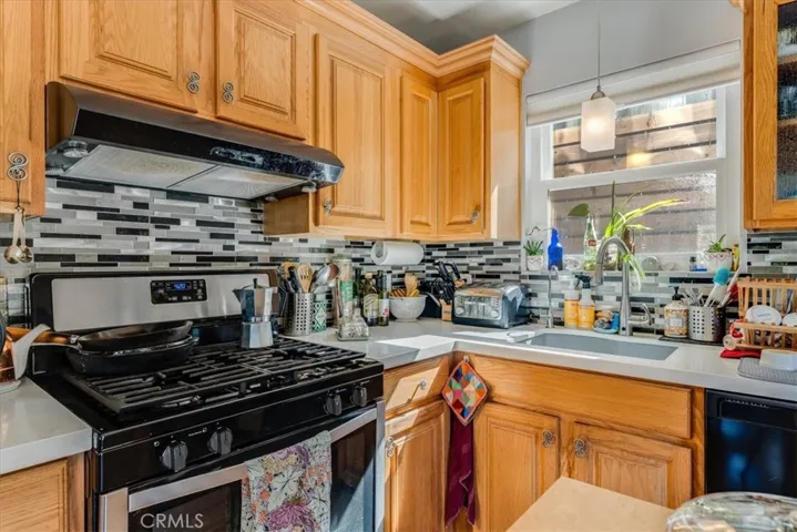 Closer view of kitchen.