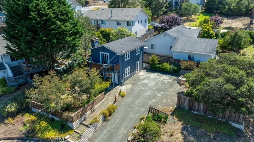 Aerial view of house.