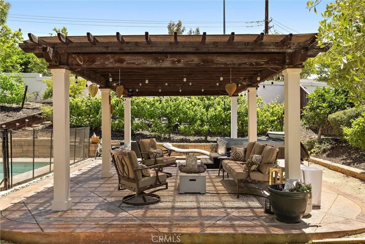 The gazebo area is expansive and has room for the spa as well as comfortable seating!