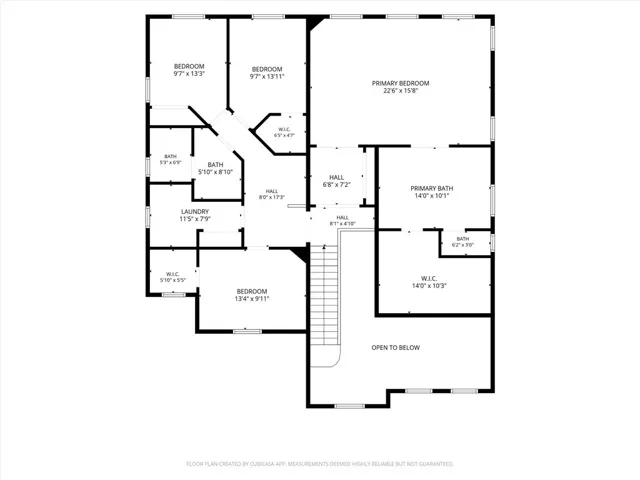 Second level. Floorplan and room dimensions are estimated, not exact