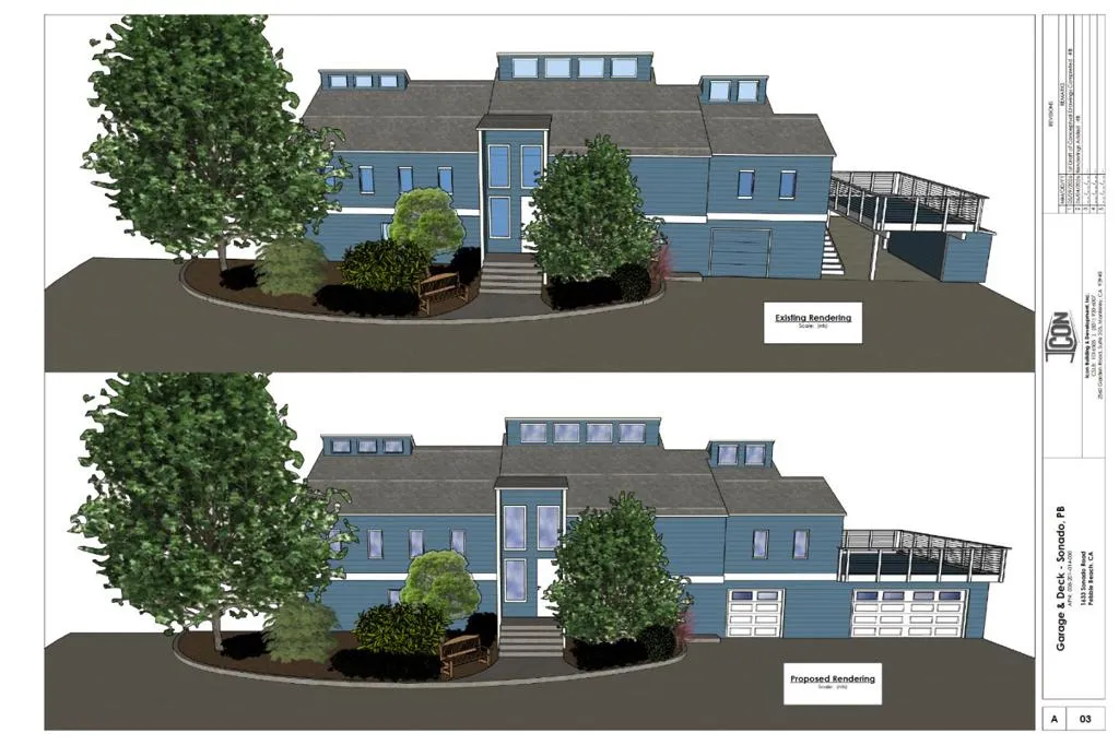 Proposed rendering for garage addition.