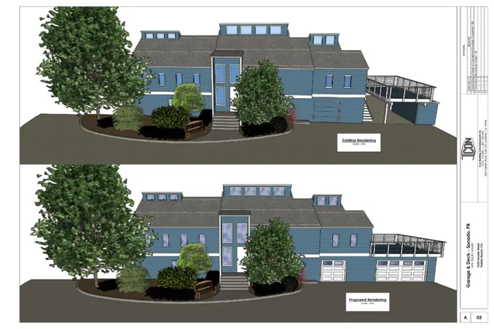 Proposed rendering for garage addition.